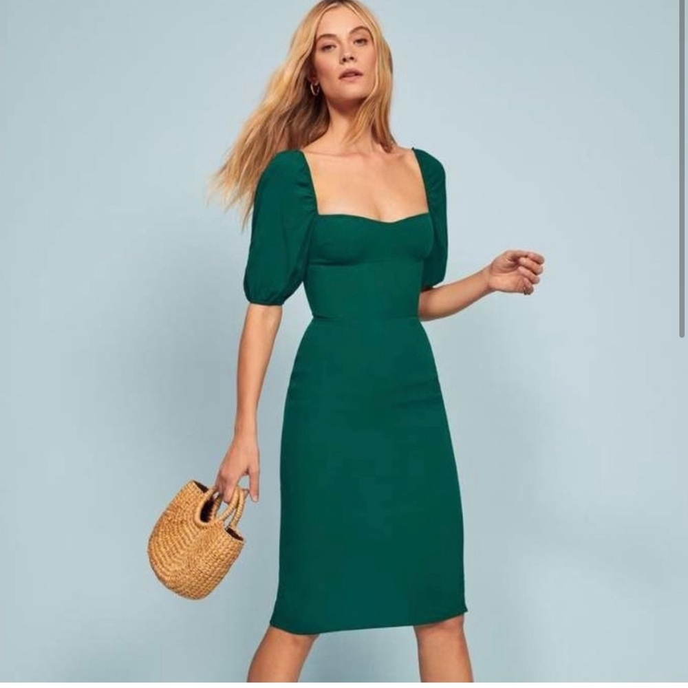 Reformation Green Jan Dress